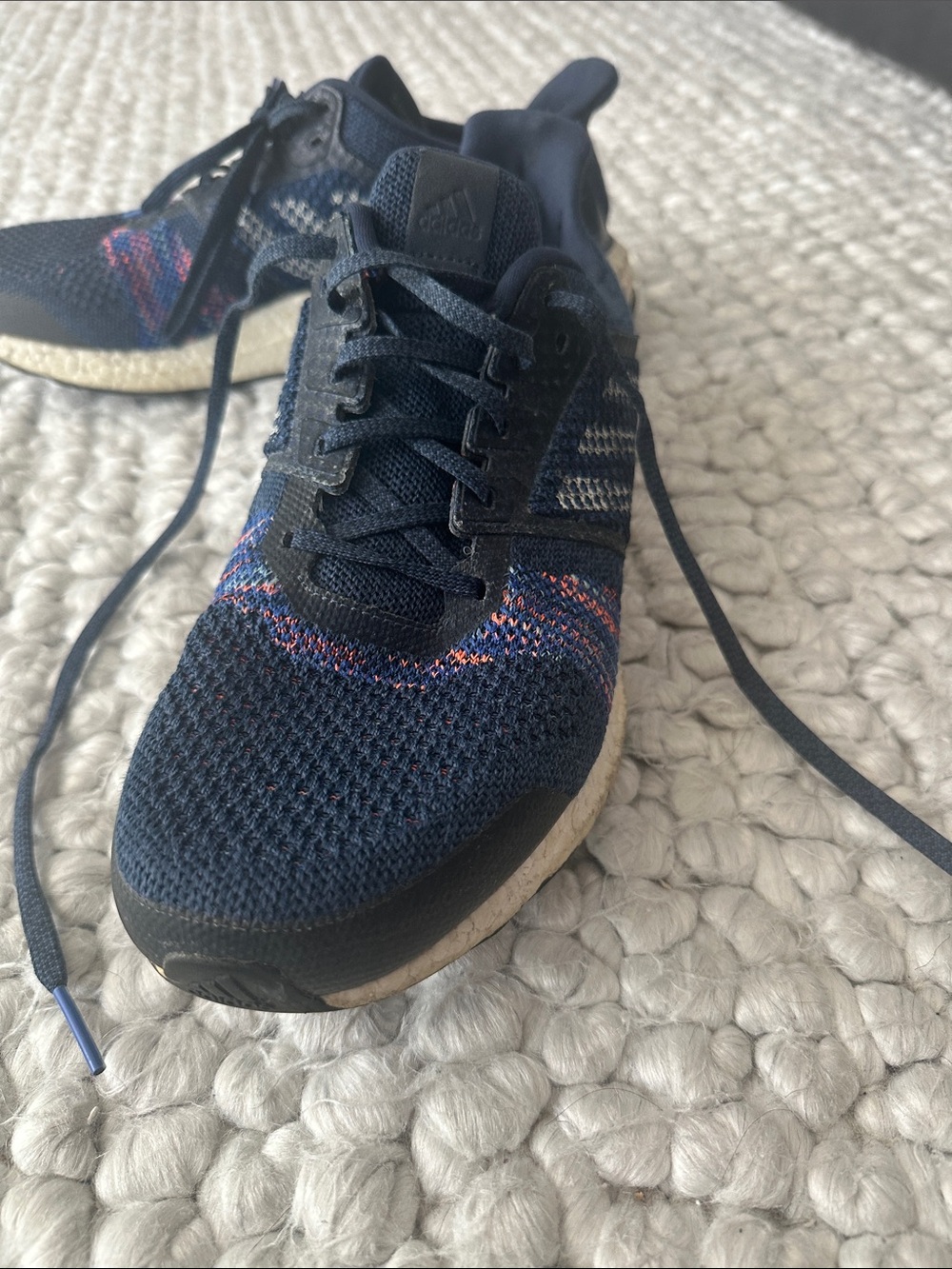 adidas Navy Knit Running Shoes with Multicolor Toe Accents
